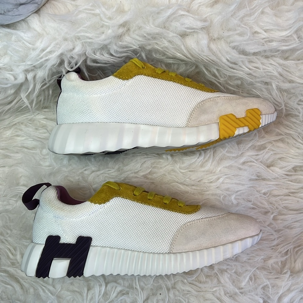 Hermès Women’s Bouncing Low Top White/Yellow/Purple Accents Sneakers Size 36 EU - Picture 6 of 17